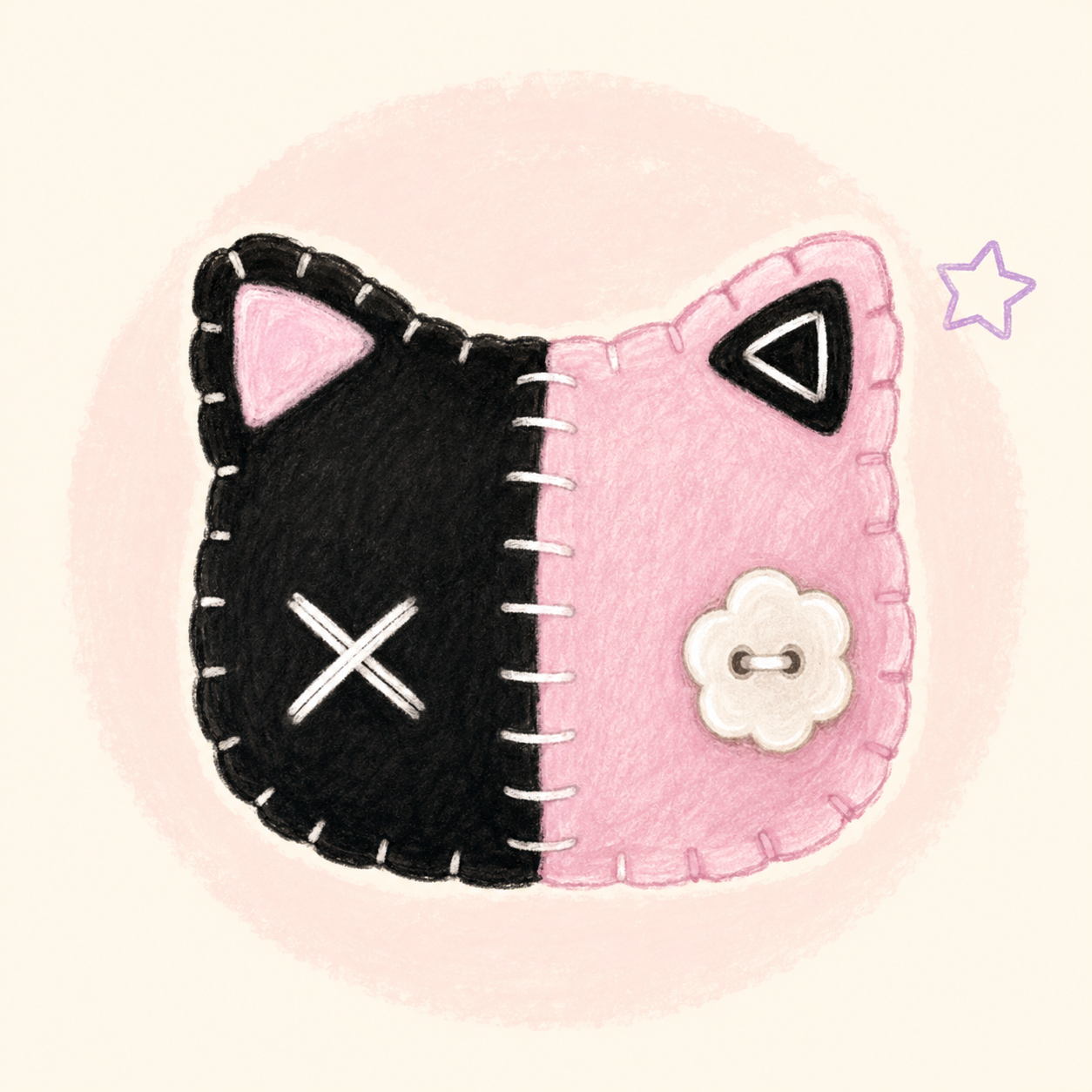 hand-drawn black and pink emma cat avatar